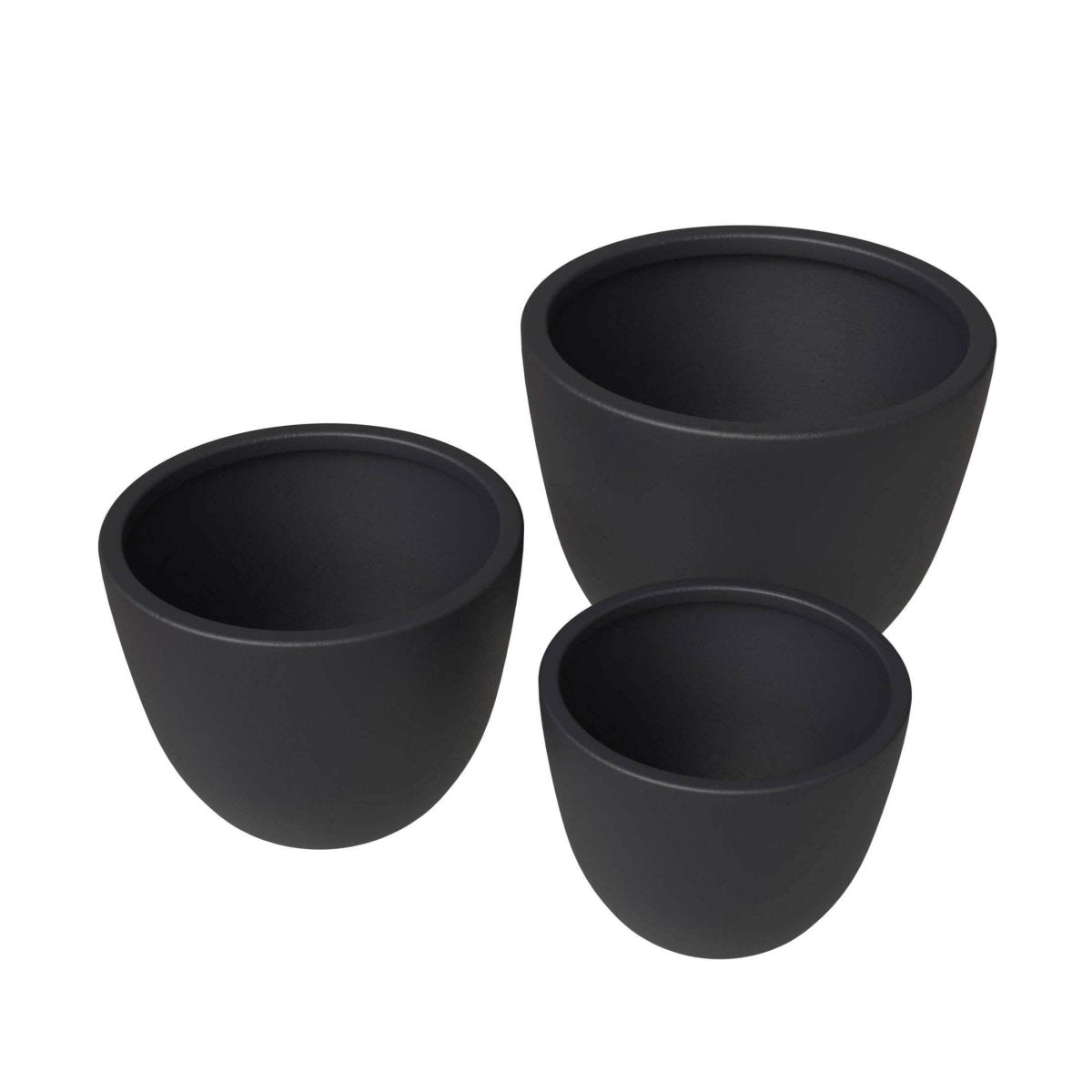 Dahlia 3 - Piece Fiberstone and MGO Clay Planter Set, Mid - Century Modern Round Planter Pot for Indoor and Outdoor Home