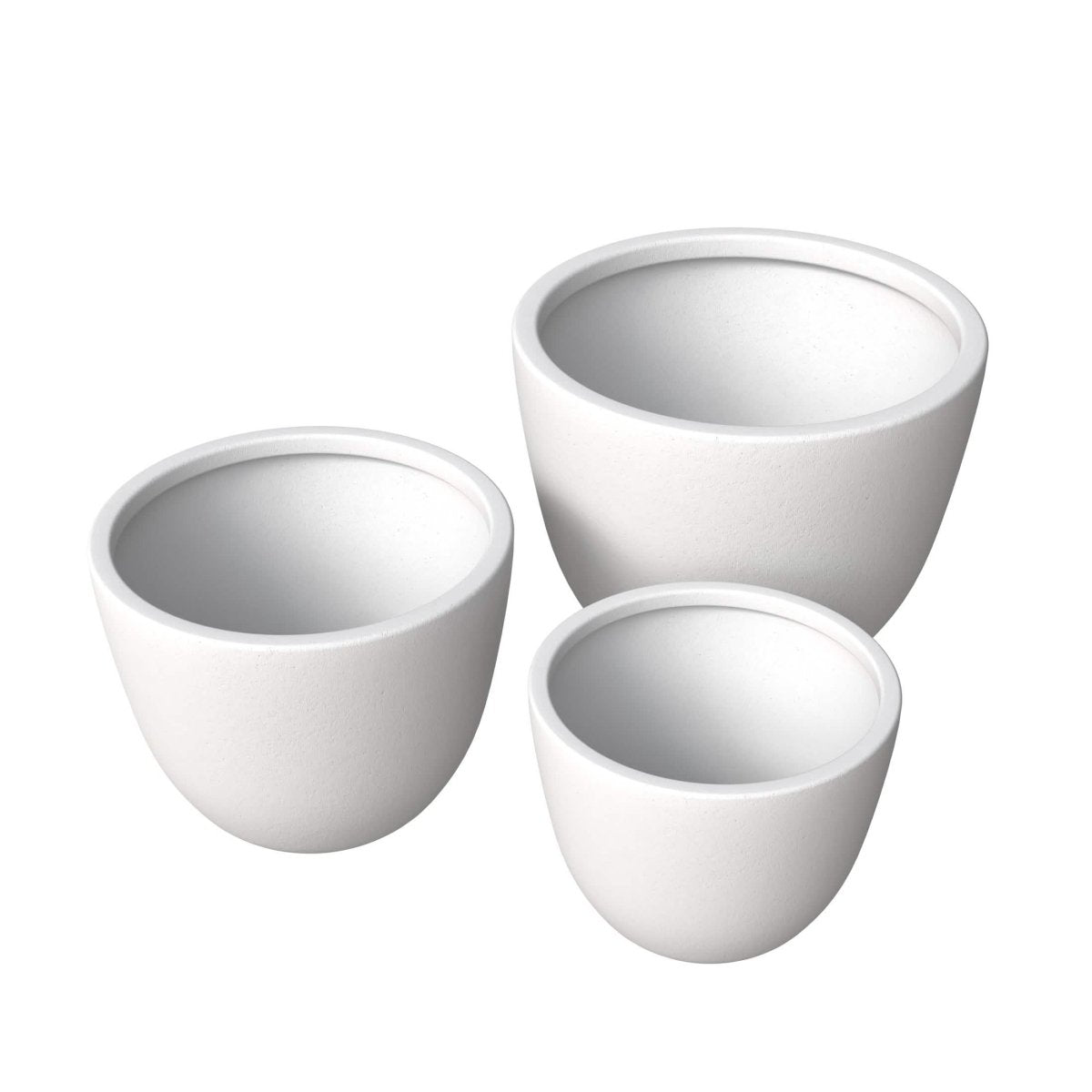 Dahlia 3 - Piece Fiberstone and MGO Clay Planter Set, Mid - Century Modern Round Planter Pot for Indoor and Outdoor Home