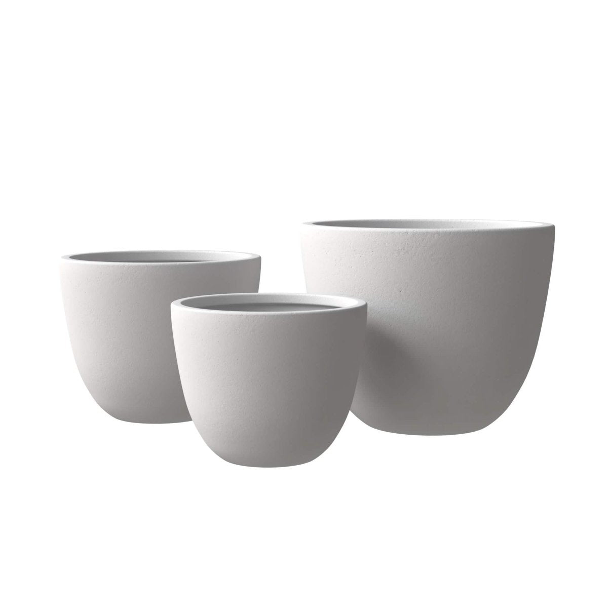Dahlia 3 - Piece Fiberstone and MGO Clay Planter Set, Mid - Century Modern Round Planter Pot for Indoor and Outdoor Home