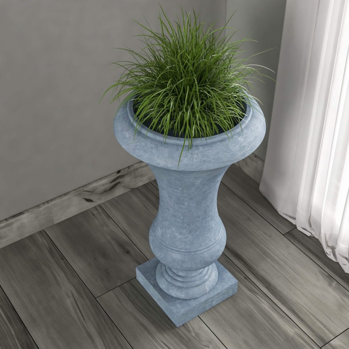 Daisy Fiberstone and Clay Urn Planter with Drainage Holes for Indoor and Outdoor