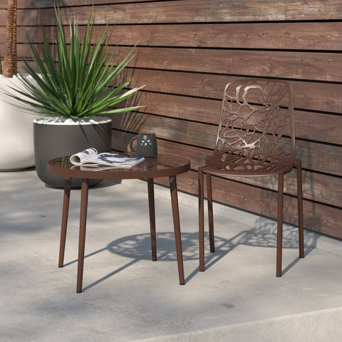 Devon Aluminum Outdoor Dining Armchairs with Flower Design