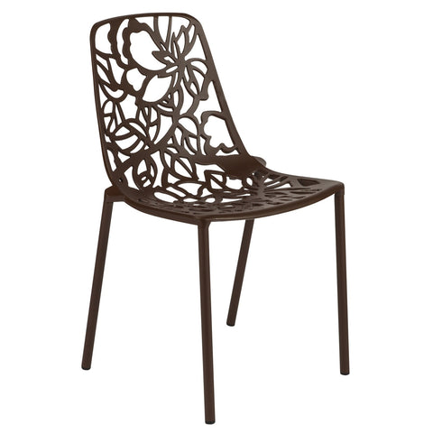 Devon Aluminum Outdoor Dining Armchairs with Flower Design