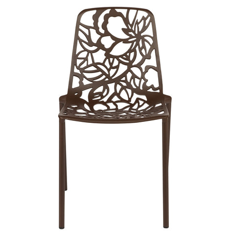 Devon Aluminum Outdoor Dining Armchairs with Flower Design