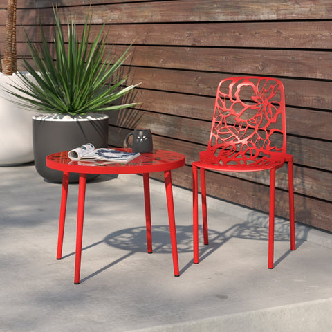 Devon Aluminum Outdoor Dining Armchairs with Flower Design