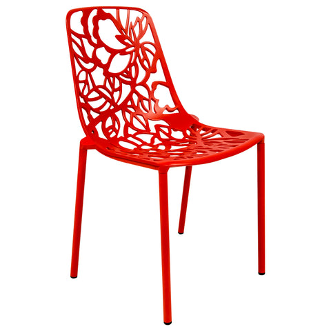 Devon Aluminum Outdoor Dining Armchairs with Flower Design