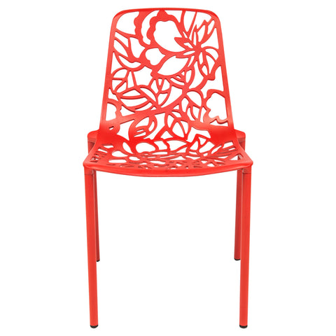 Devon Aluminum Outdoor Dining Armchairs with Flower Design