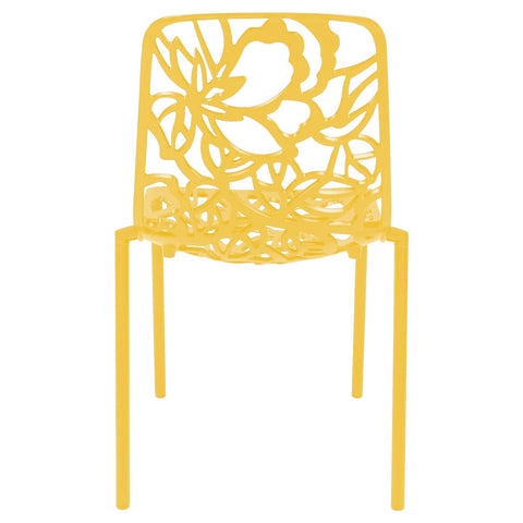 Devon Stackable Aluminum Outdoor Dining Chairs with Flower Design