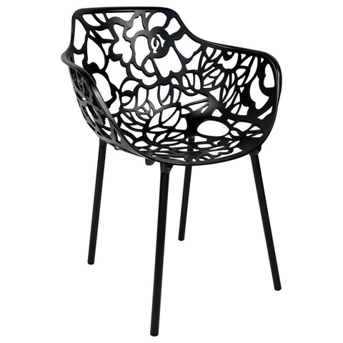 Devon Aluminum Outdoor Dining Armchairs with Flower Design
