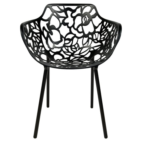 Devon Aluminum Outdoor Dining Armchairs with Flower Design