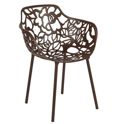 Devon Aluminum Outdoor Dining Armchairs with Flower Design