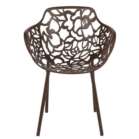 Devon Aluminum Outdoor Dining Armchairs with Flower Design