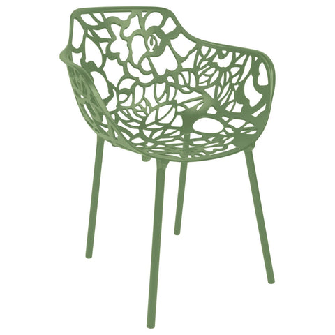 Devon Aluminum Outdoor Dining Armchairs with Flower Design