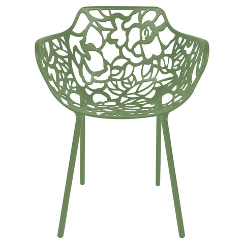 Devon Aluminum Outdoor Dining Armchairs with Flower Design