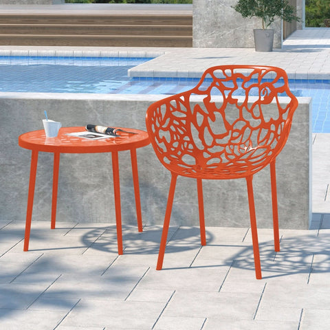Devon Aluminum Outdoor Dining Armchairs with Flower Design