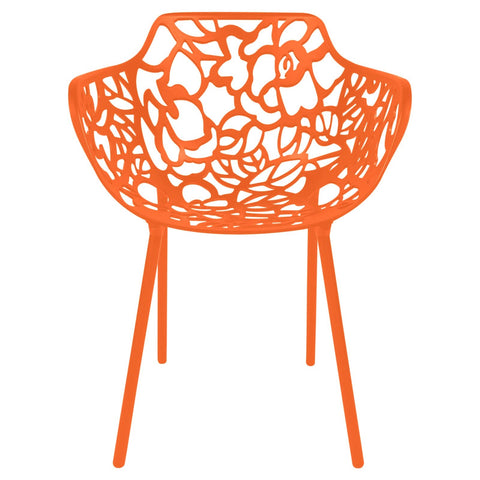 Devon Aluminum Outdoor Dining Armchairs with Flower Design