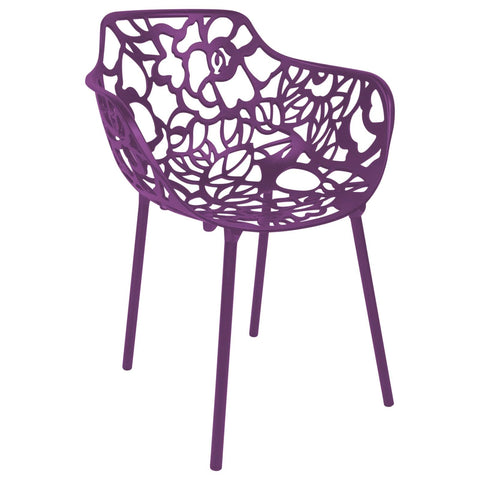 Devon Aluminum Outdoor Dining Armchairs with Flower Design