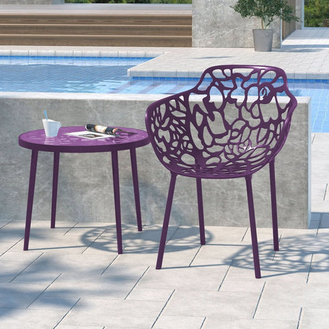 Devon Aluminum Outdoor Dining Armchairs with Flower Design