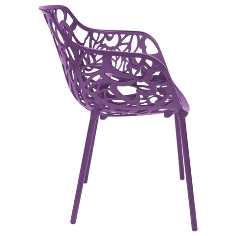 Devon Aluminum Outdoor Dining Armchairs with Flower Design