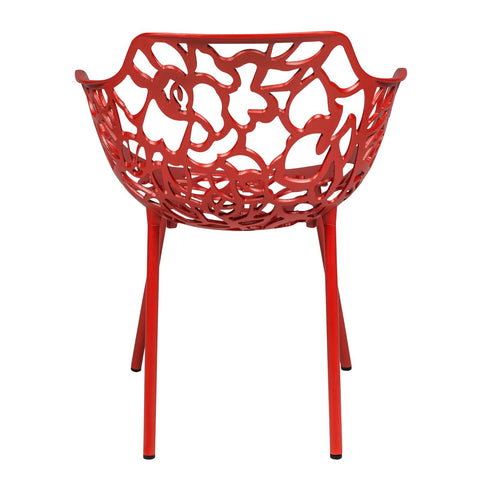 Devon Aluminum Indoor Outdoor Dining Armchairs with Flower Pattern and Stackable Design Set of 2