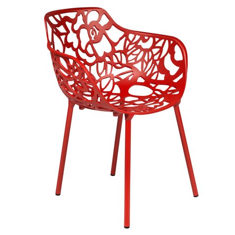 Devon Aluminum Outdoor Dining Armchairs with Flower Design