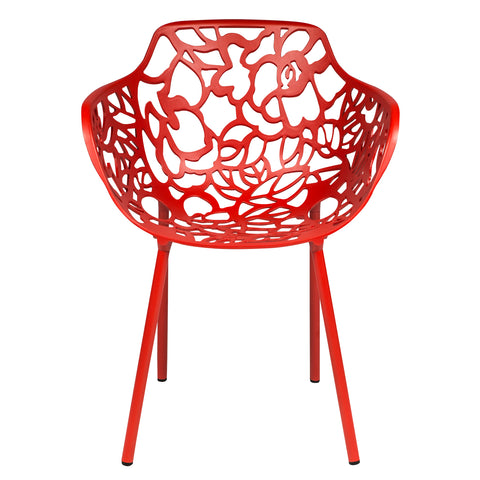 Devon Aluminum Outdoor Dining Armchairs with Flower Design