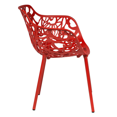 Devon Aluminum Outdoor Dining Armchairs with Flower Design