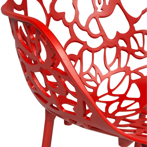 Devon Aluminum Outdoor Dining Armchairs with Flower Design