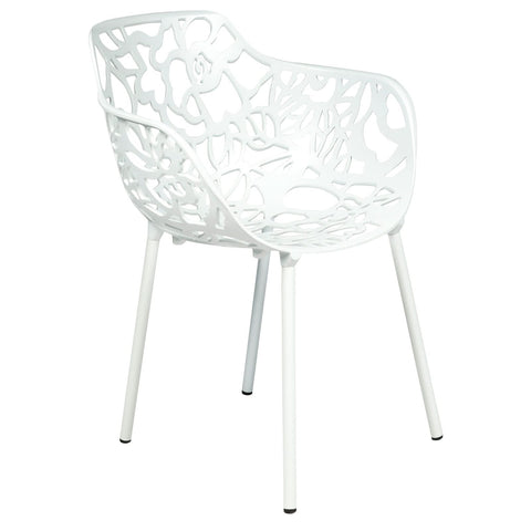 Devon Aluminum Outdoor Dining Armchairs with Flower Design