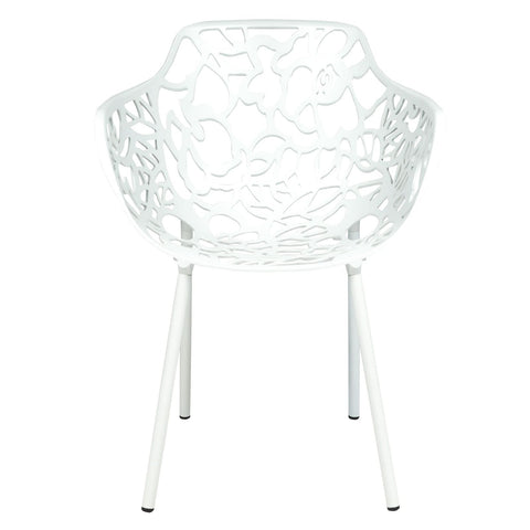 Devon Aluminum Outdoor Dining Armchairs with Flower Design