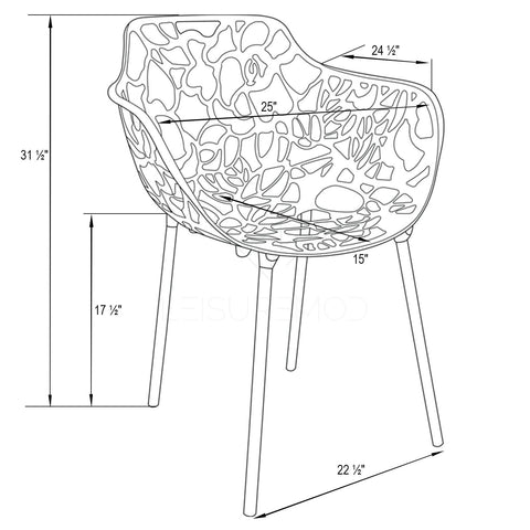 Devon Aluminum Outdoor Dining Armchairs with Flower Design