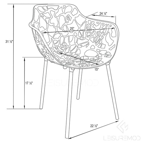 Devon Aluminum Outdoor Dining Armchairs with Flower Design