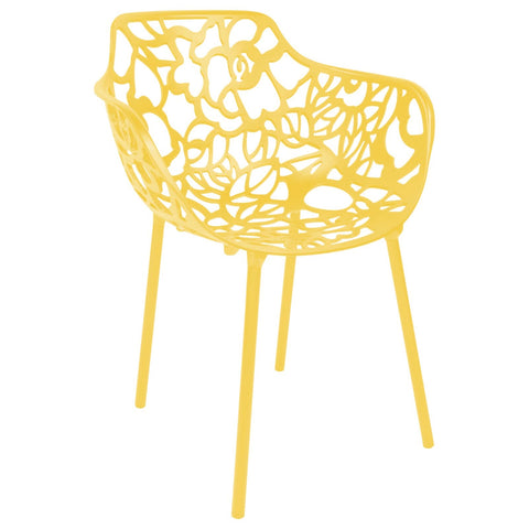 Devon Aluminum Outdoor Dining Armchairs with Flower Design