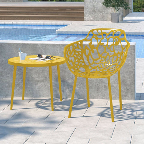 Devon Aluminum Outdoor Dining Armchairs with Flower Design