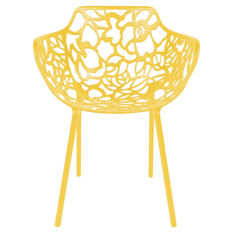 Devon Aluminum Outdoor Dining Armchairs with Flower Design