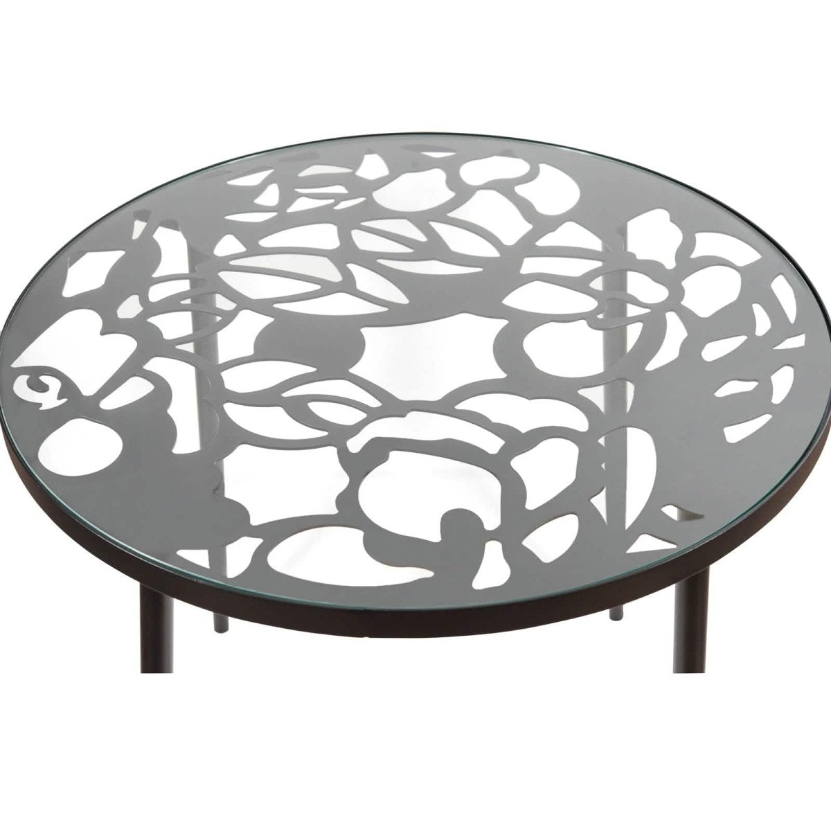 Devon 5 - Piece Patio Dining Set: Aluminum Table with Glass Top & 4 Stackable Flower Chairs