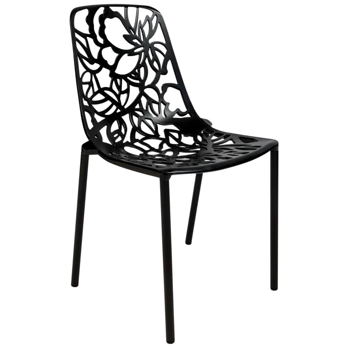 Devon 5 - Piece Patio Dining Set: Aluminum Table with Glass Top & 4 Stackable Flower Chairs