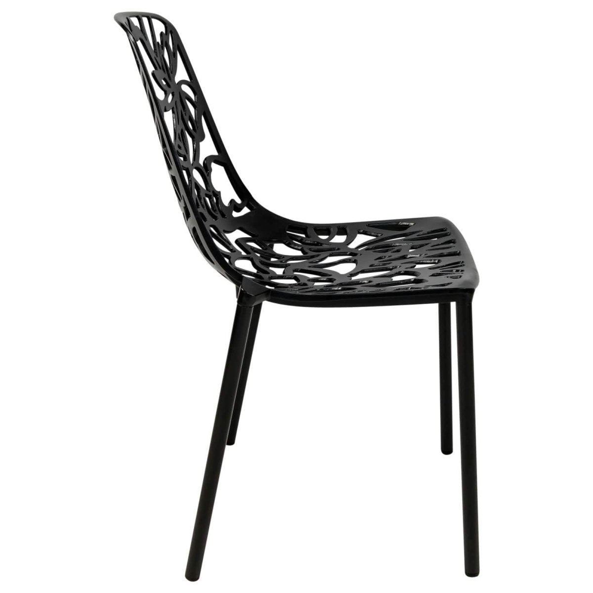 Devon 5 - Piece Patio Dining Set: Aluminum Table with Glass Top & 4 Stackable Flower Chairs