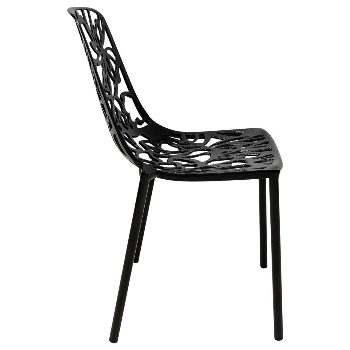 Devon 5 - Piece Patio Dining Set: Aluminum Table with Glass Top & 4 Stackable Flower Chairs