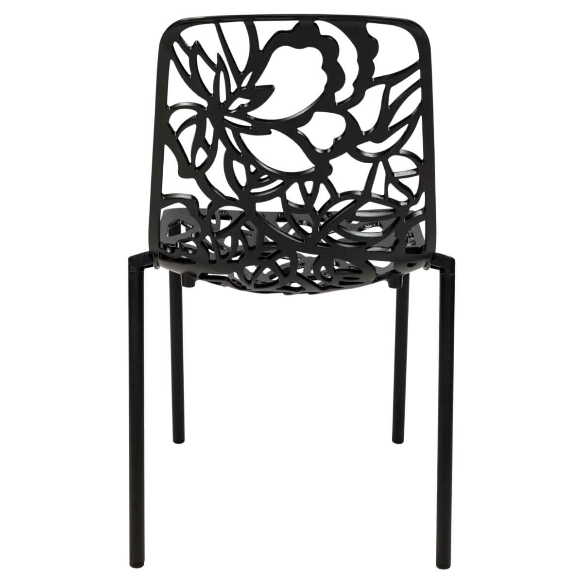 Devon 5 - Piece Patio Dining Set: Aluminum Table with Glass Top & 4 Stackable Flower Chairs