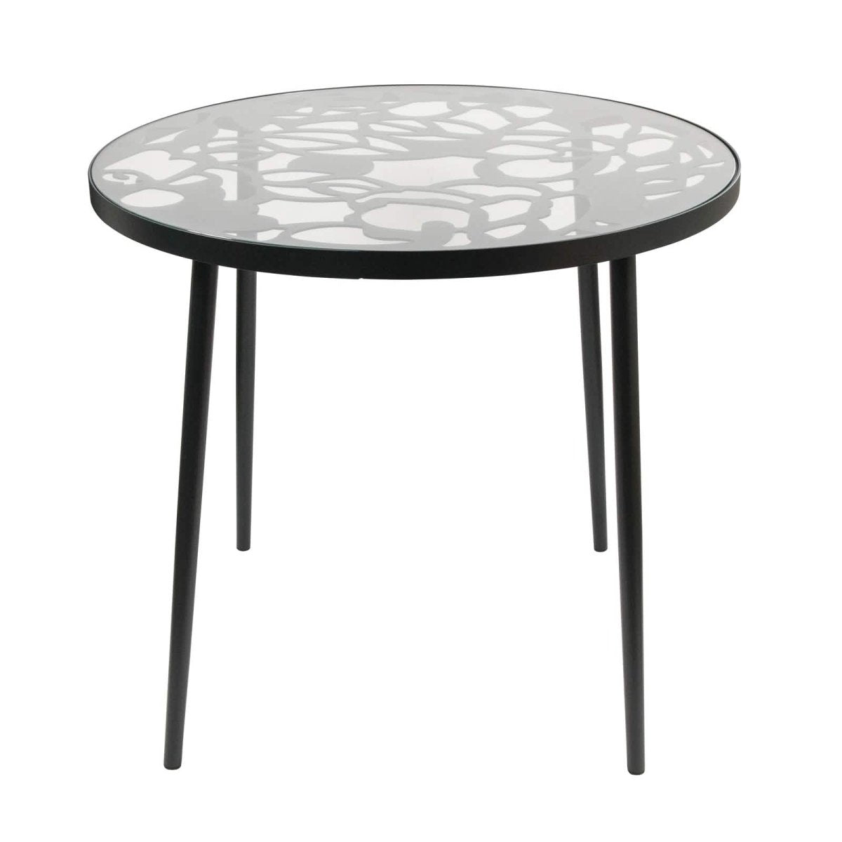 Devon 5 - Piece Patio Dining Set: Aluminum Table with Glass Top & 4 Stackable Flower Chairs