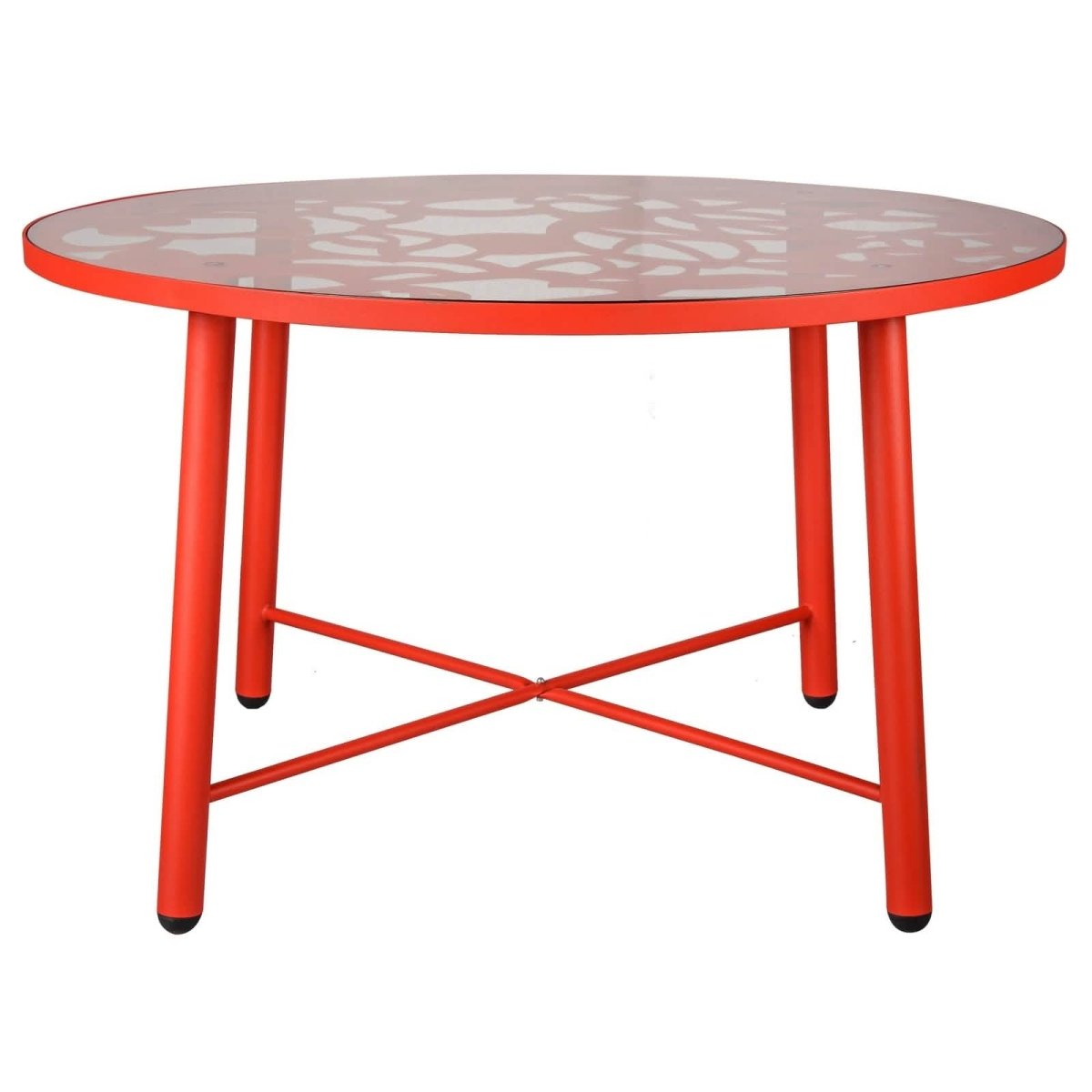 Devon 7 - Piece Outdoor Dining Set: Aluminum Table with Glass Top & 6 Stackable Flower Chairs