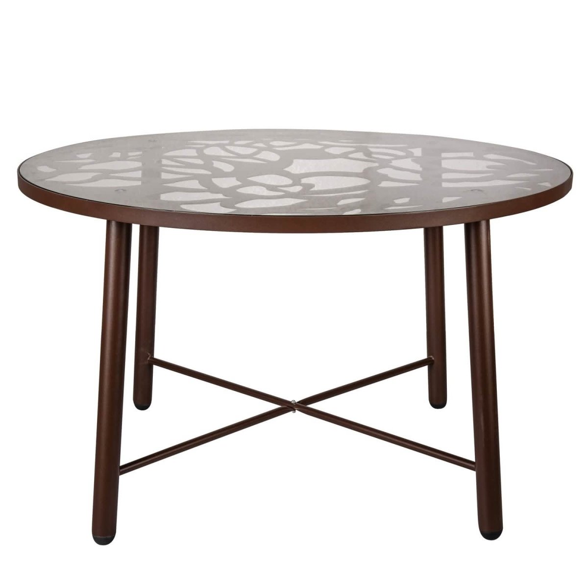 Devon 7 - Piece Outdoor Dining Set: Aluminum Table with Glass Top & 6 Stackable Flower Chairs