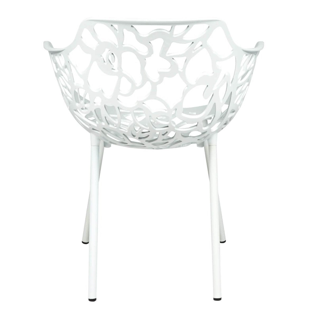 Devon Aluminum Indoor Outdoor Dining Armchairs with Flower Pattern and Stackable Design Set of 2