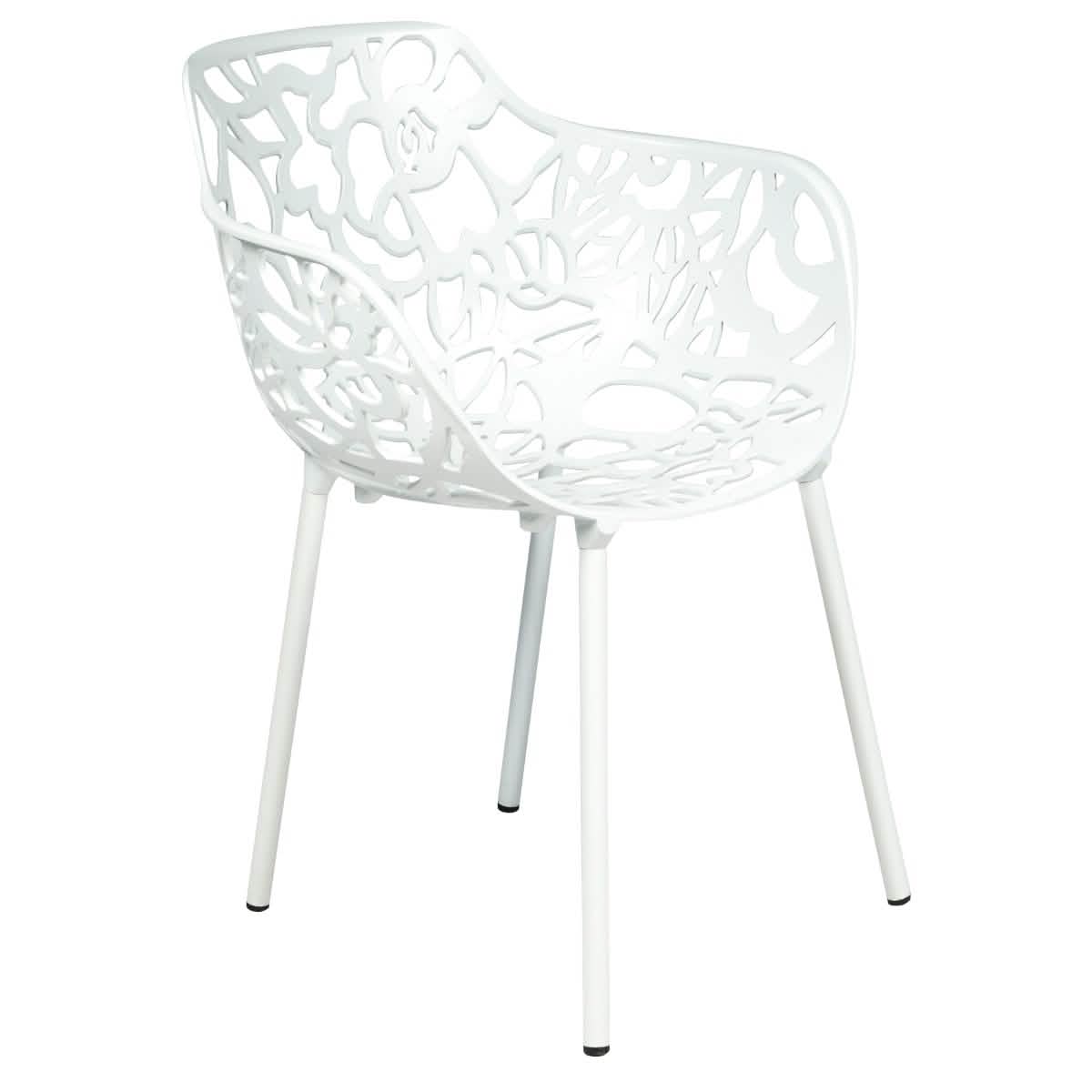 Devon Aluminum Indoor Outdoor Dining Armchairs with Flower Pattern and Stackable Design Set of 2
