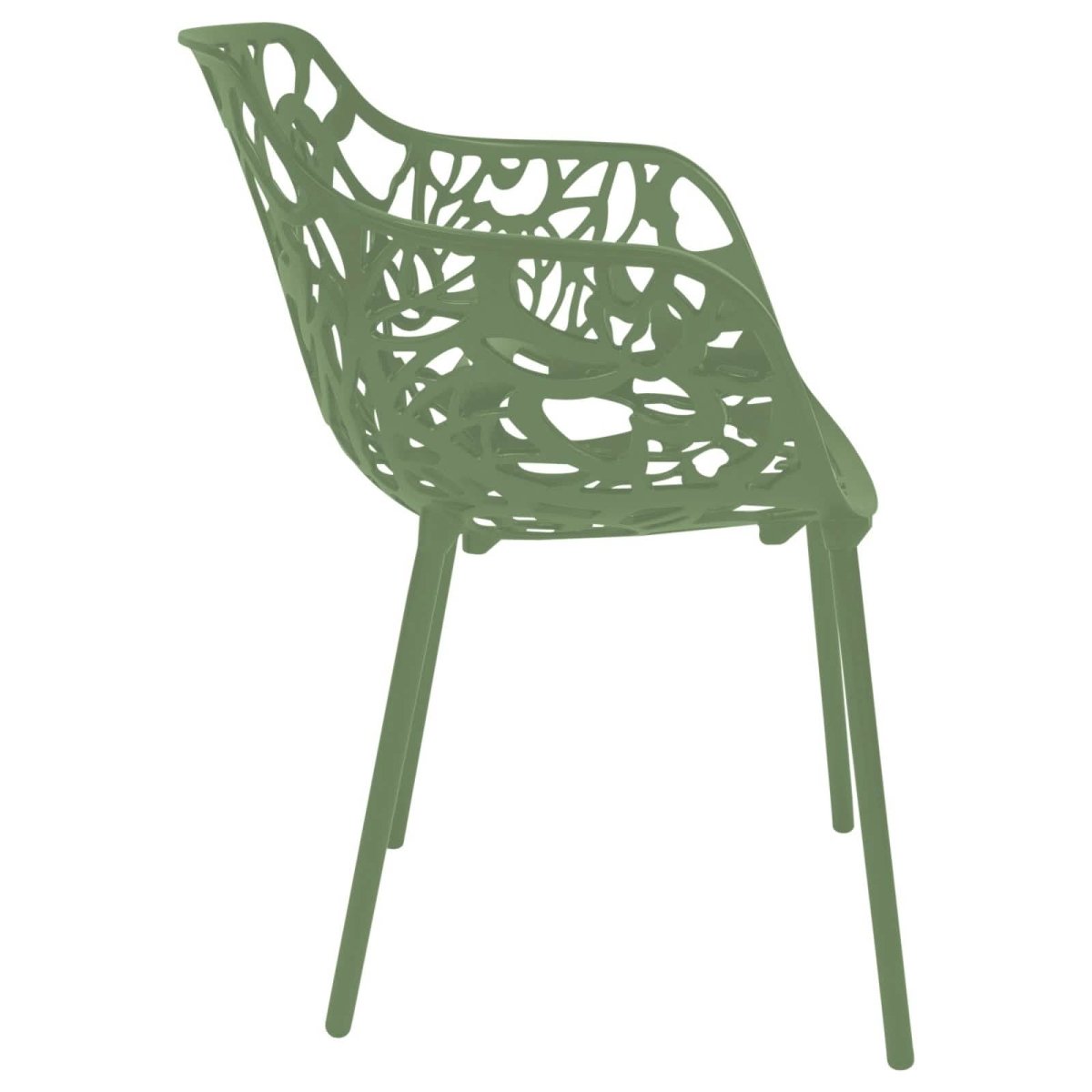 Devon Aluminum Indoor Outdoor Dining Armchairs with Flower Pattern and Stackable Design Set of 2