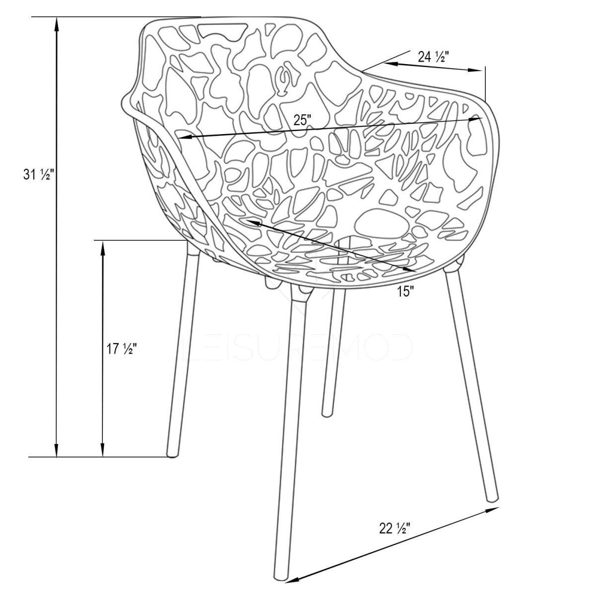 Devon Aluminum Outdoor Dining Armchairs with Flower Design