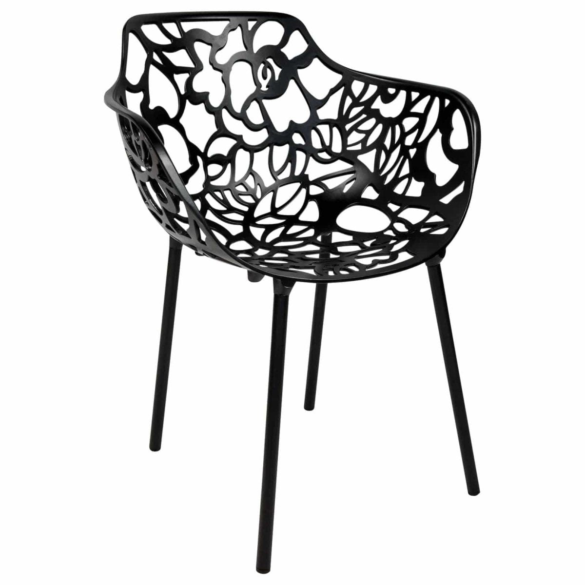 Devon Aluminum Outdoor Dining Armchairs with Flower Design