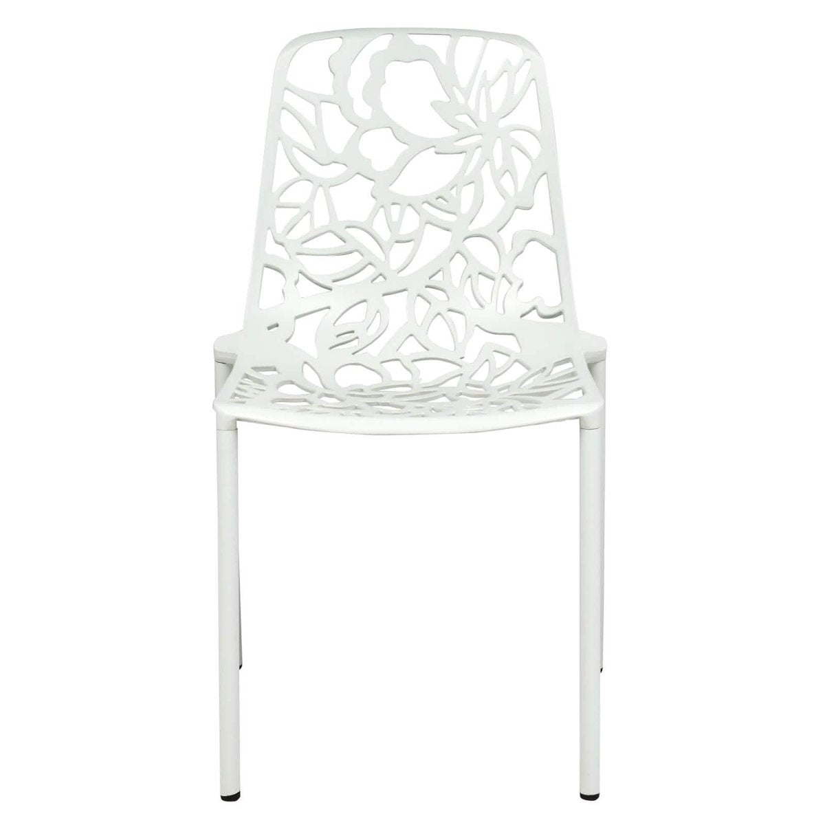 Devon Stackable Aluminum Outdoor Dining Chairs with Flower Design