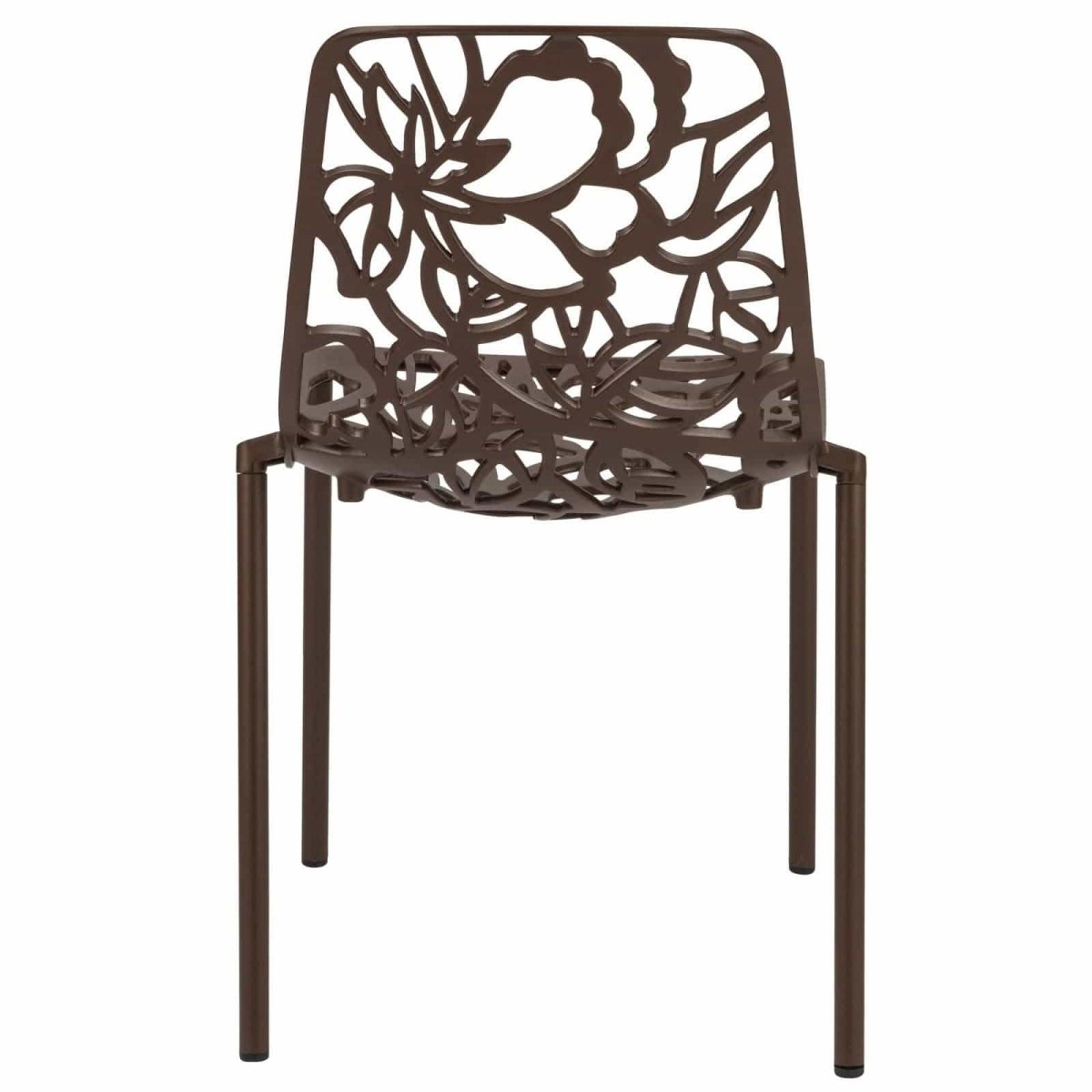Devon Stackable Aluminum Outdoor Dining Chairs with Flower Design