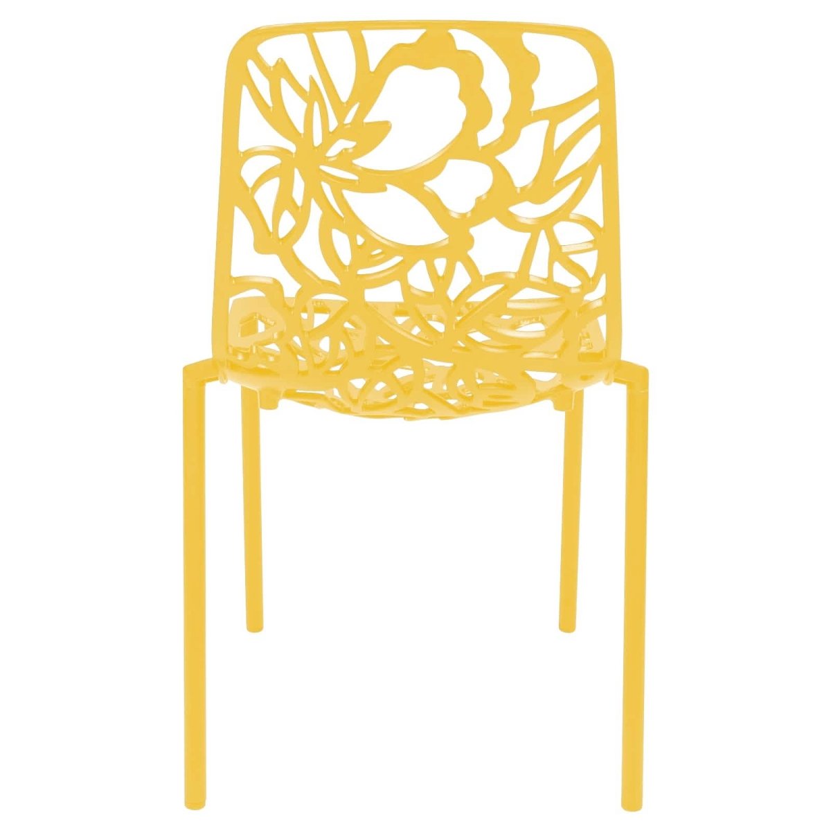 Devon Stackable Aluminum Outdoor Dining Chairs with Flower Design